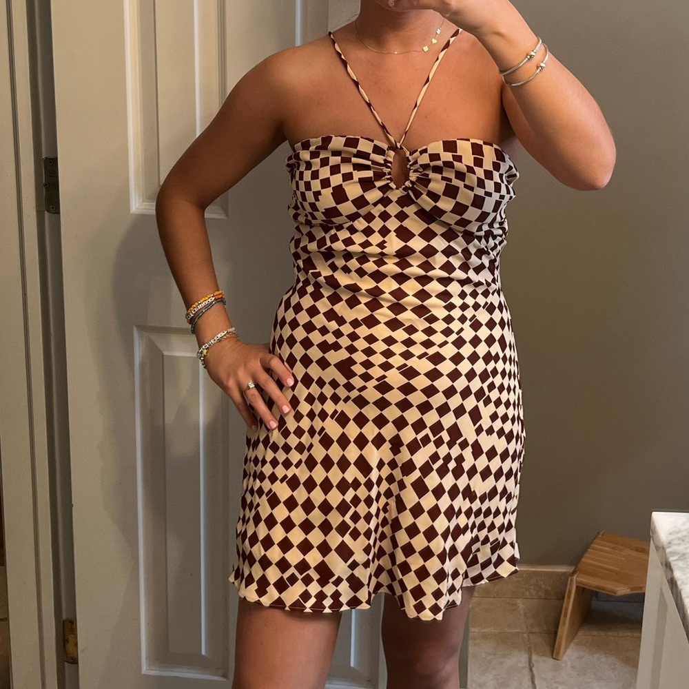 NWOT Different Waves Checkered Mini Dress